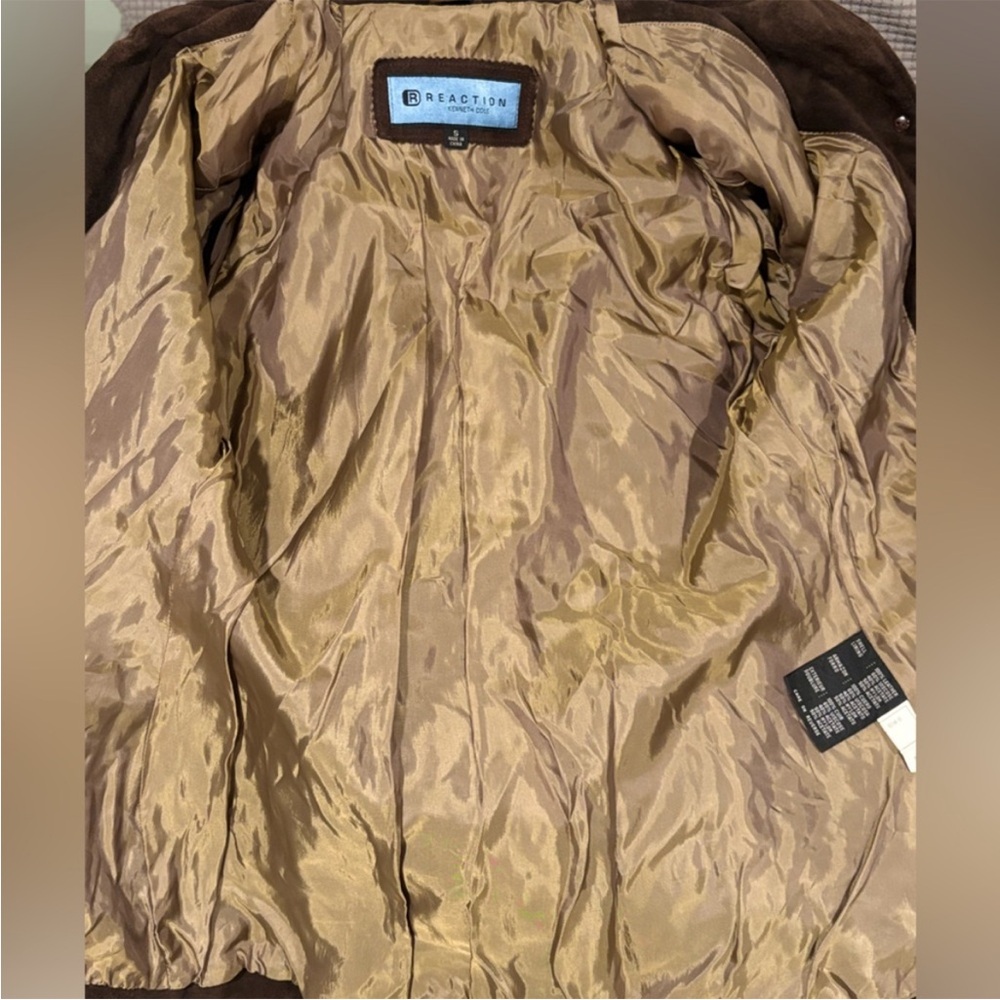 Reaction Kenneth Cole Dark Brown Suede Trench Coat - Picture 4 of 12